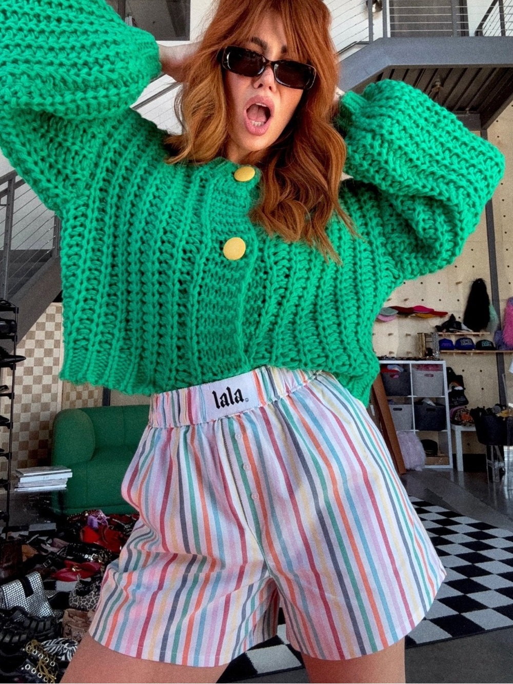 Dressed in LALA Rainbow Stripe Boxer Shorts - M